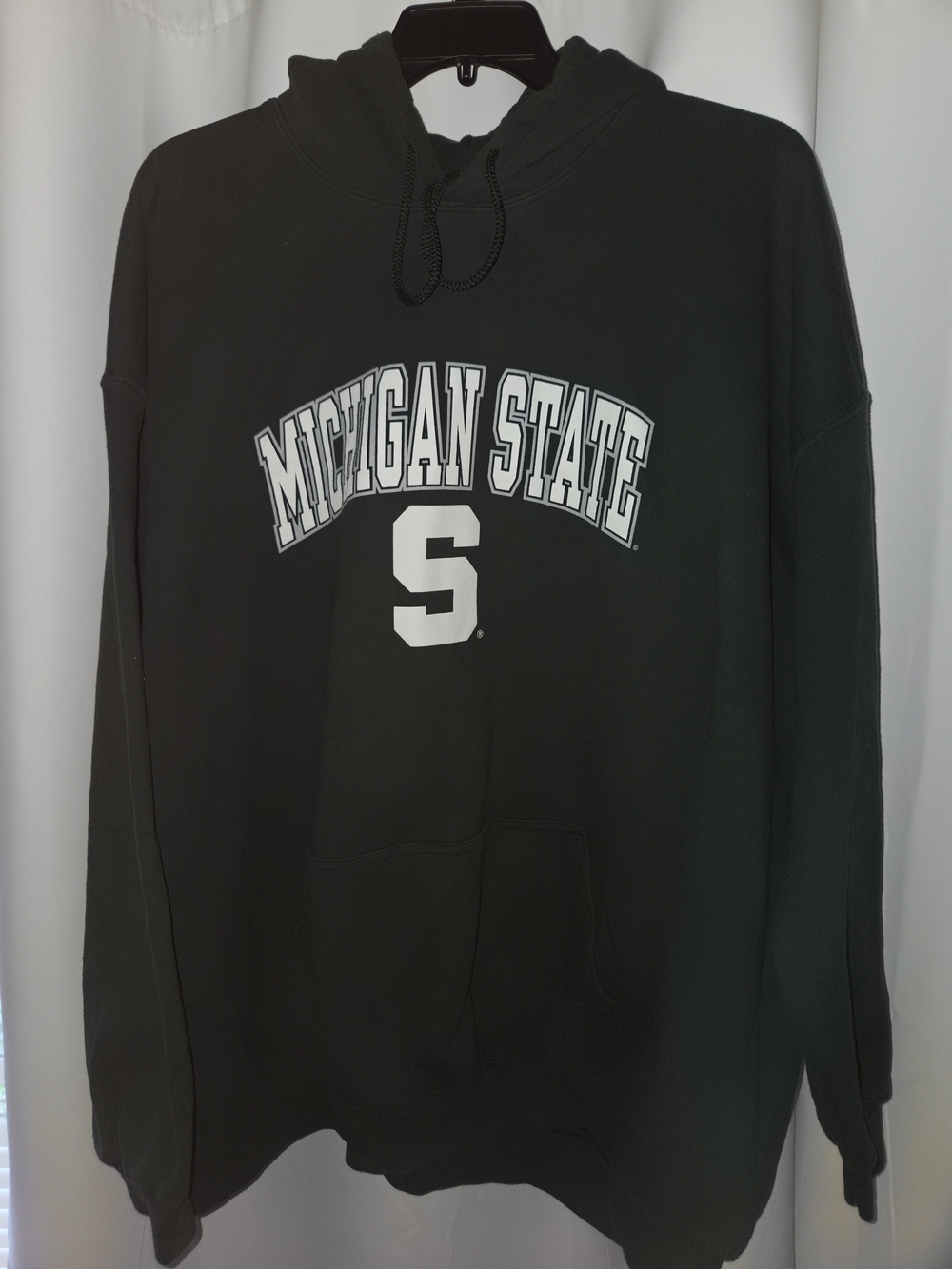 Gildan Green Hooded Sweatshirt with White Michigan State Logo -5x
